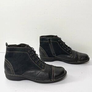 Clarks Whistle Watch Ankle Boots Sz 10 Black Leather Biker Booties 16724